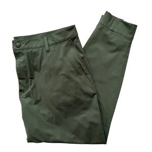Rhone Commuter City Pants Mens 36 Olive Green Stretch Tapered Ankle Zip Trousers